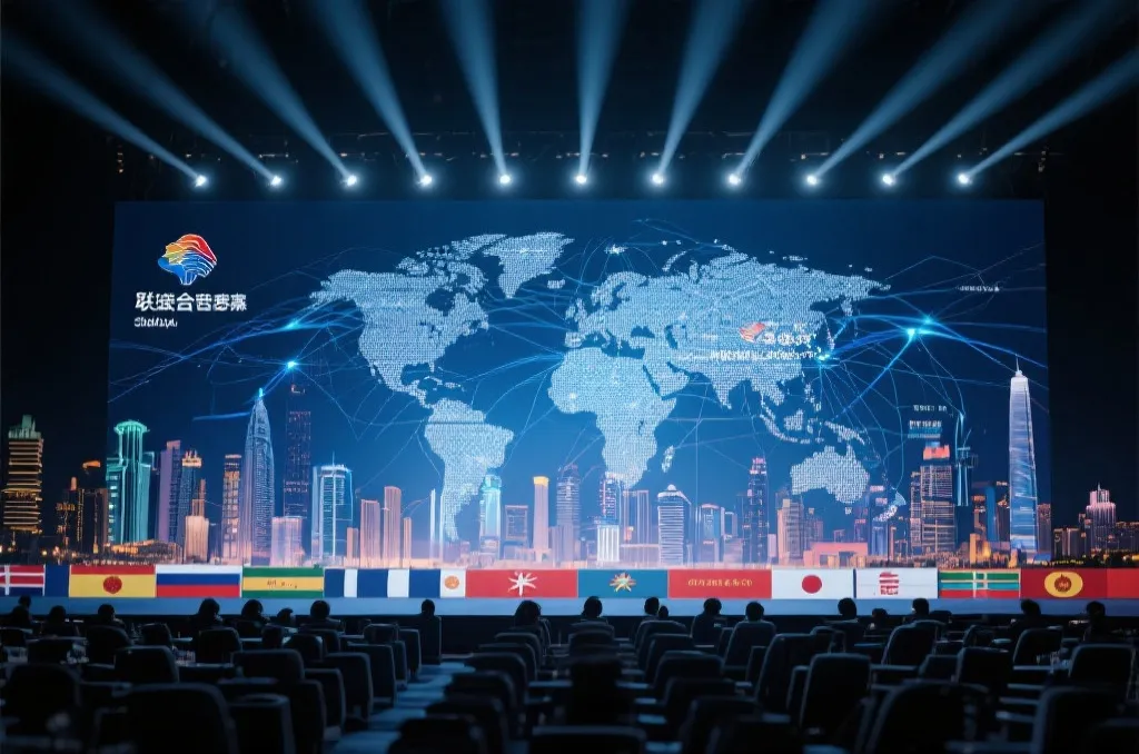 多国联合申办与国际会议投票现场的概念画面